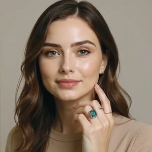 Vintage Emerald Green Cocktail Ring Oversized Emerald Cut Statement Size 8.25